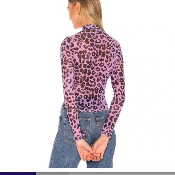 LOVERS  FRIENDS Lauryn top animal print mesh purple leopard size XXS - Picture 2 of 8
